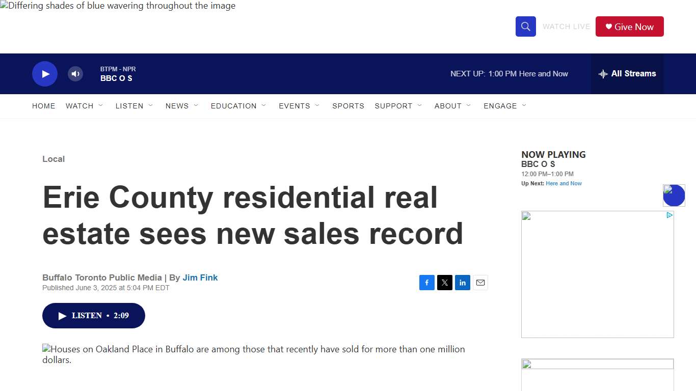 Erie County residential real estate sees new sales record Buffalo Toronto Public Media