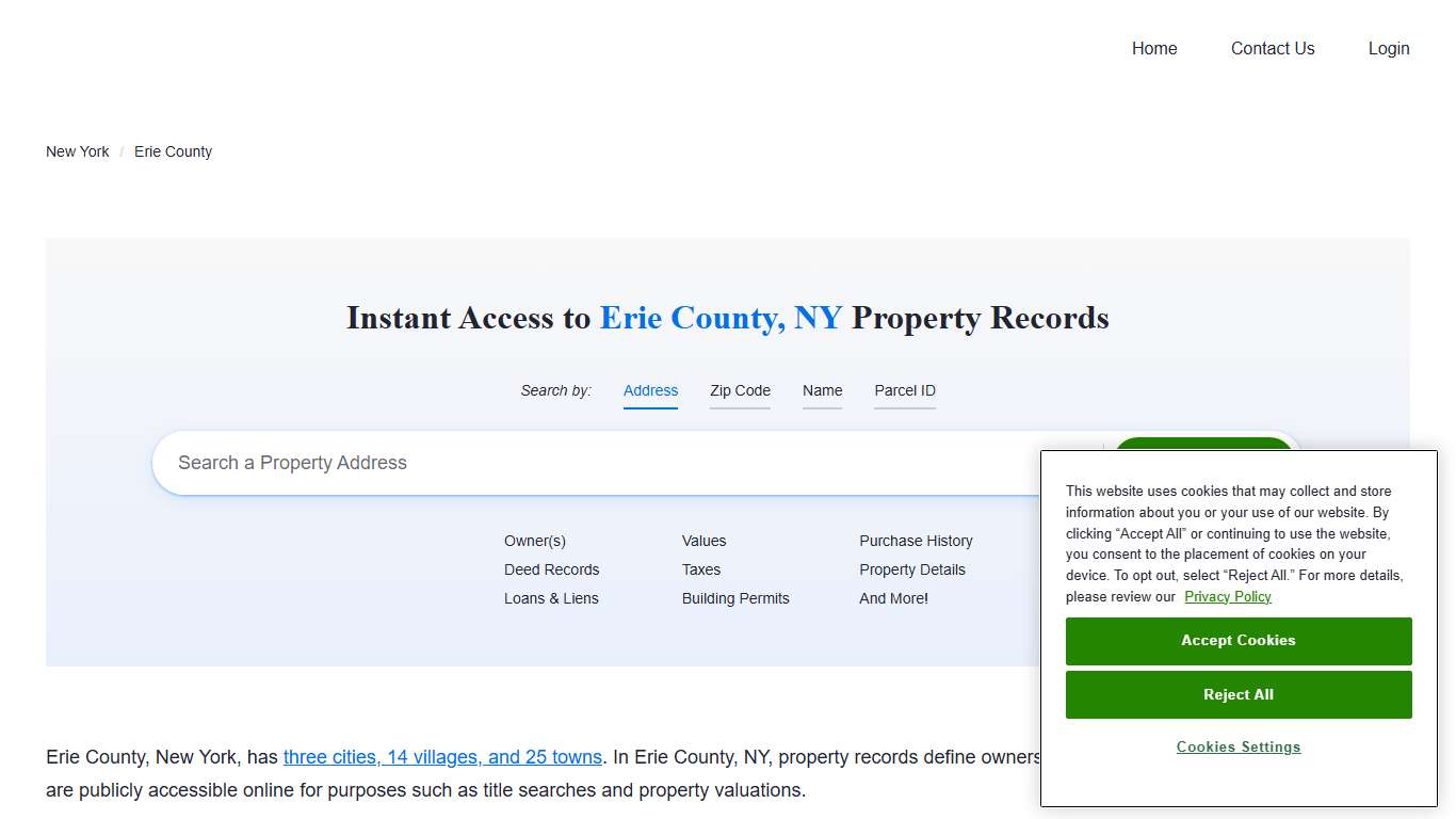 Erie County, NY Property Records Owners, Deeds, Permits
